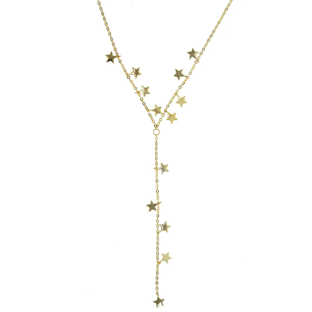 Золотого цвета многослойное Звездное Ожерелье великолепное сексуальное женское колье цепочка Лариат Рождественский подарок