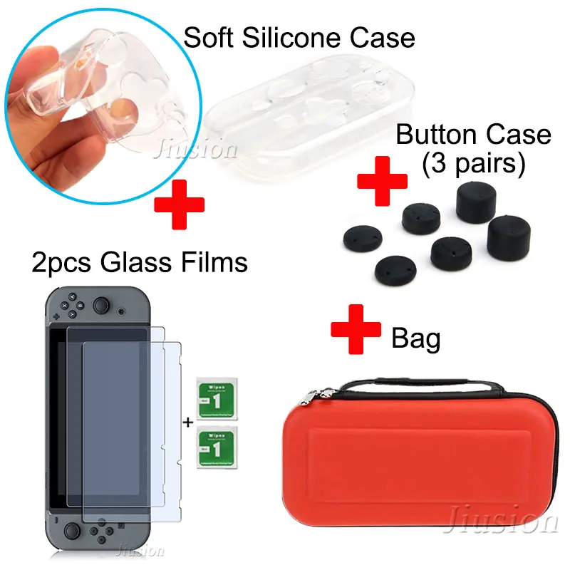 6 in 1 Kit-Red Портативный жесткий чехол в виде ракушки для нитендо переключатель с водонепроницаемостью EVA сумка для хранения для Nitendo переключатель NS аксессуары для консоли - Цвет: 6 in 1 Kit-Red