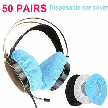 

100pcs Cafe Dustproof Headset Replacement Sanitary Non Woven Earmuff Stretchable Hygienic Headphone Cover Disposable Earpad