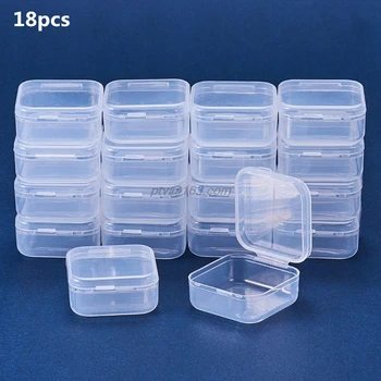 

18pcs Clear Transparent Plastic Storage Box with Lid Pharmacy Drug Classification Jewelry Case Screw Beads Container