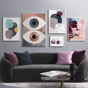 

Modern Abstract Eye Geometric Line Wall Art Canvas Painting Nordic Posters And Prints Wall Pictures For Living Room Home Decor