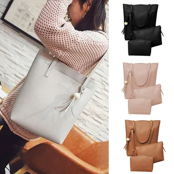 

Fashion Women Set Bag 3pcs Composite Bags Tassels Leather Shoulder Bags Crossbody Bag Clutch Wallet Retro Handbags Pouch Bolsas