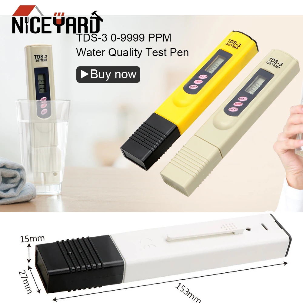 LCD Digital TDS Meter Water Purity Tester Pen Water Quality Testing 0-9999 PPM 