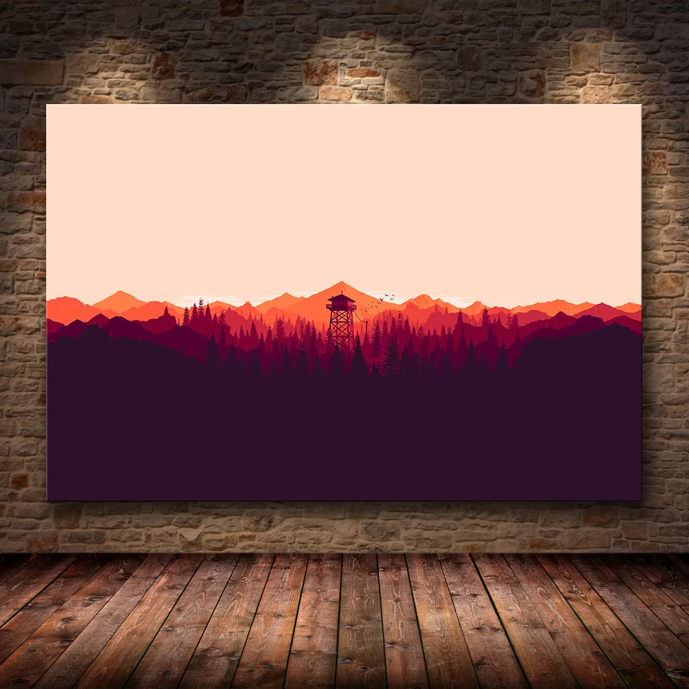 03 Firewatch видеоигры горы минимализм лес стены искусства холст игровой плакат HD картина из 5 частей живопись - Цвет: 03