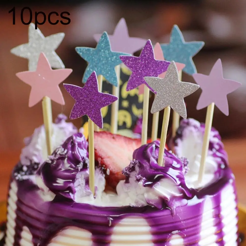 Хороший 10 шт пятиконечная звезда формы блеск торт Топпер десерт на вечеринку Декор кекса
