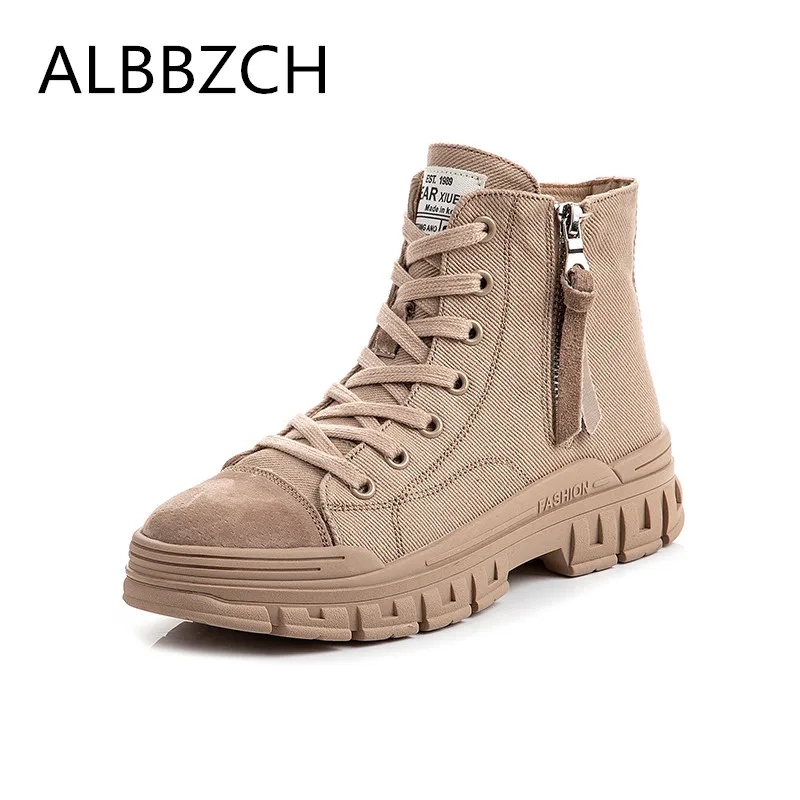 

Autumn Winter New Women Canvas Ankle Boots Fashion Platform Motorcycle Boots Woman Chelsea Boots Trending High Top Casual Shoes