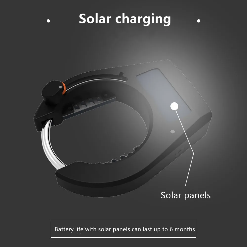 Solar Bike Lock Bluetooth Smart Lock Anti Theft Alarm Keyless Phone APP