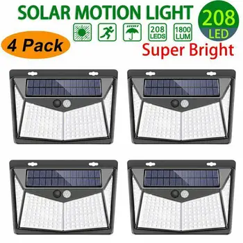 

Outdoor Lighting 208 LED Solar Power PIR Motion Sensor Wall Light Outdoor Garden Decoration Lamp Waterproof Backyard Light