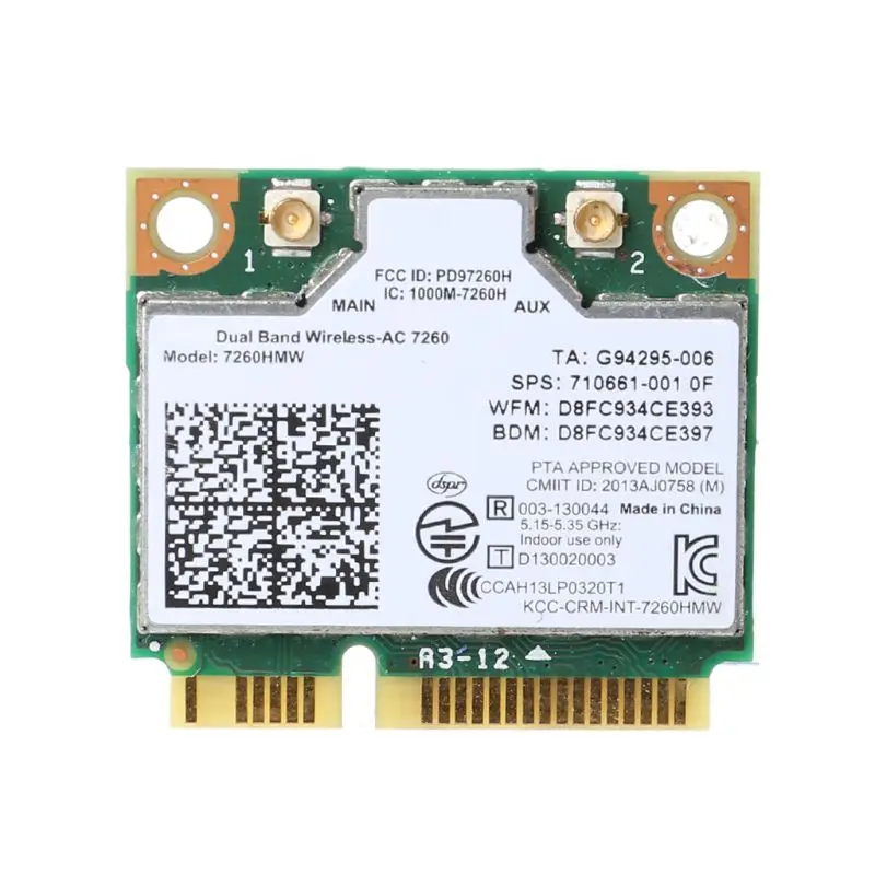 

Dual Band Wireless-N 7260 7260HMW AN Half Mini Pci-e Wifi WLAN Card for Intel