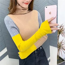 Осень-зима, женский пуловер, свитер с высоким воротом, приталенная рубашка, тонкий свитер, сочетающийся с цветом