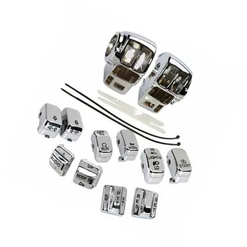 

Chrome Motorbike Switch Cover+10 Cap For Harley Electra Road Tri Glide Touring