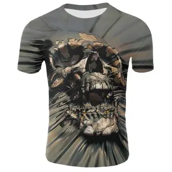 

2020 men's printed T-shirt fashion summer new men's short-sleeved T-shirt casual 3D skull print men's fashion T-shirt full versi