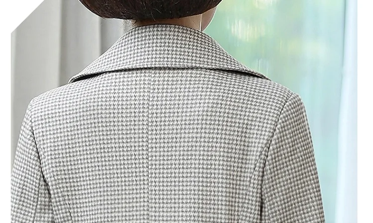 UHYTGF 5XL размера плюс женские модные весенние шерстяные пальто в клетку с длинным рукавом Повседневные женские топы пальто casaco feminino 457