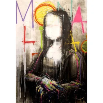 

Hand Painted Artist Mona Lisa Abstract Pop Art color Oil Painting On Canvas Graffiti Artwork On Canvas Painting For Bedroom