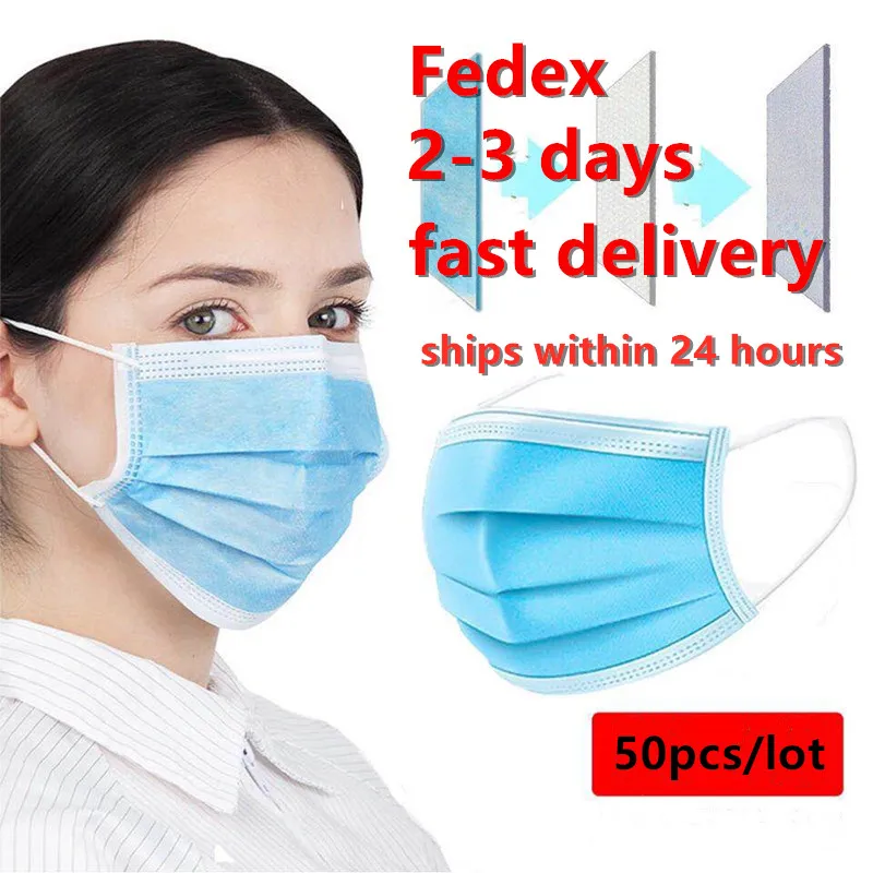 

50 pieces high quality 3 layers Medical Protective Face Masks, Anti-fog, Anti-virus Facial Mask, Protective Mask avoid bacteria