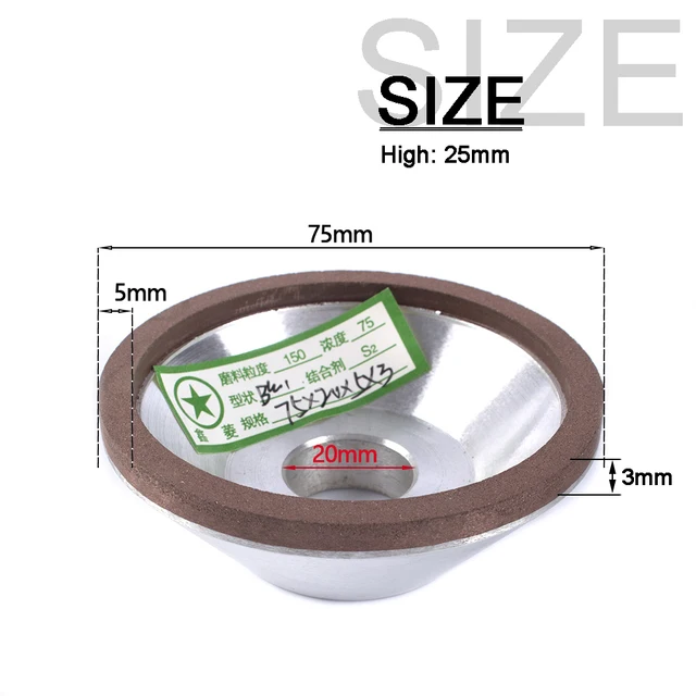 1Pc Diamond Grinding Wheel Cup Grinding Circle for Carbide Metal Tungsten Steel Milling Cutter Tool Sharpener Various Size 75x20x5x3mm Red