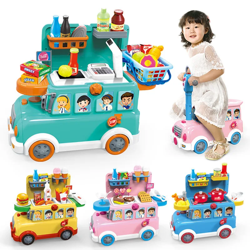 

Child Star Creative Play House Toys Flexible Stroller 3-in-1 Multi-functional Storage School Bus Children Gift Toy