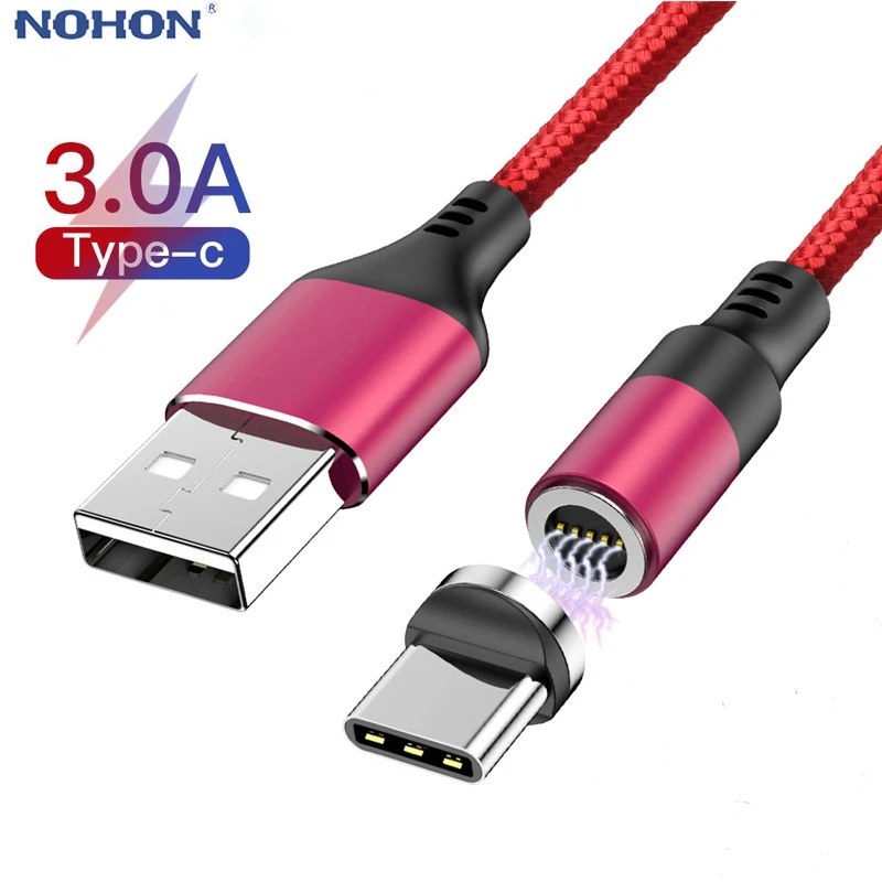 Магнитный зарядный usb кабель 1 м 2 для Samsung S8 S9 Huawei P20 Xiaomi шнур быстрой зарядки Type C с