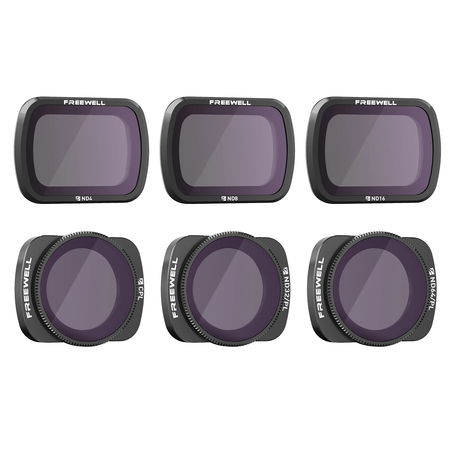 

Freewell Budget Kit –E Series - 6Pack ND4, ND8, ND16, CPL, ND32/PL, ND64/PL Camera Lens Filters for DJI Osmo Pocket,Pocket 2