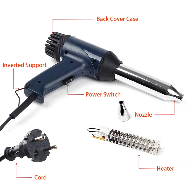 Plastic Welding Torch Hot air gun GJ-HQ7 700W 220V Thermostat Hot Air Blower Heat Gun Heater Soldering For car bumper Heat gun