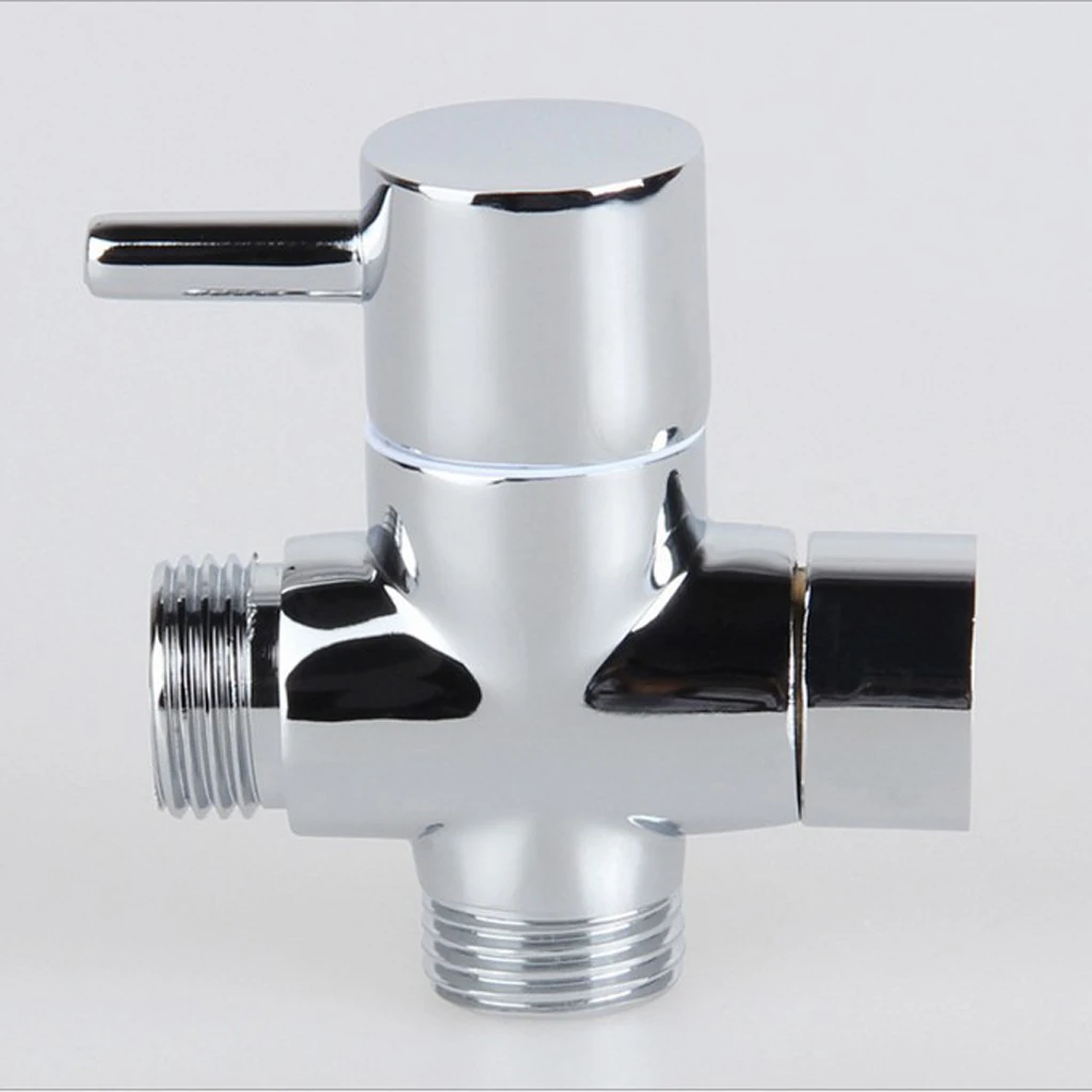 Silver 3 ways T-adapter Valve Diverter for handheld Shower Head Bidet Faucet Tap G3/4inch G1/2inch
