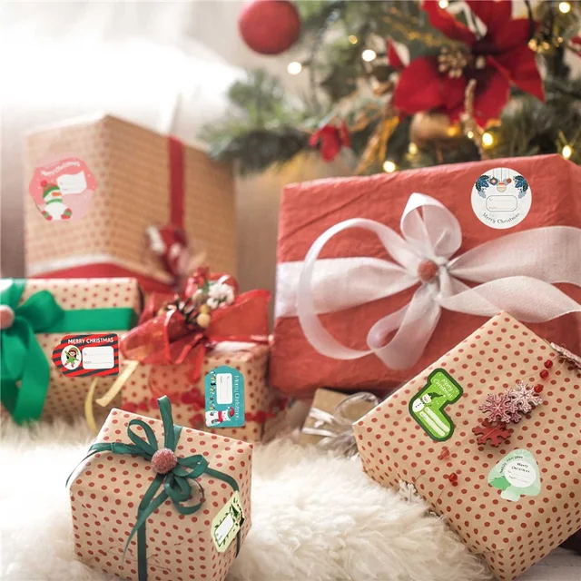 108Pcs Autocollants de Cachetage de Noël, Étiquettes Adhésives en Papier  Vacances Cadeau Autocollant pour Emballage Cadeau Bricolage Noël Décoration