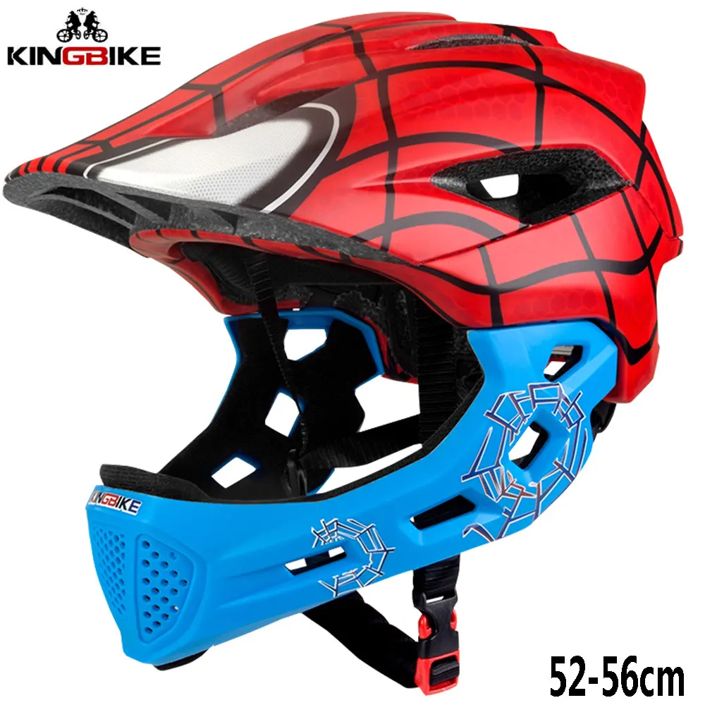 J-266-Red KINGBIKE Adult Full Face MTB Bike Helmet Casco Mountain Road Bicycle Full Covered Helmet Motorcycle Cycling Helmet for Kids - Цвет: J-266-Red