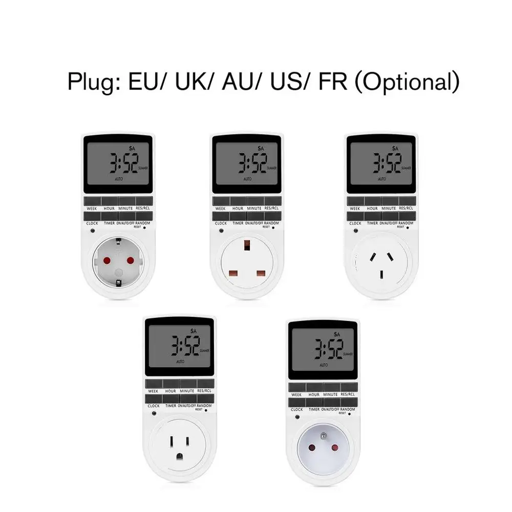 

Large LCD Display Programmable Weekly Digital Smart Timer Switch Outlet Plug Timing Socket Countdown for Kitchen