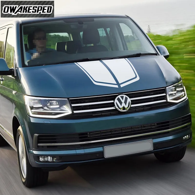 Per-Volkswagen Caravelle T4 T5 T6 Auto Engine Cover Decor Decalcomanie In Vinile Racing Sport Styling Car Hood Bonnet Stripes Stickers
