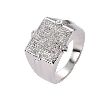 

HIP Hop Gold Color Copper Micro Pave Cubic Zircon Iced Out Bling Square Rings for Men Jewelry Drop shipping