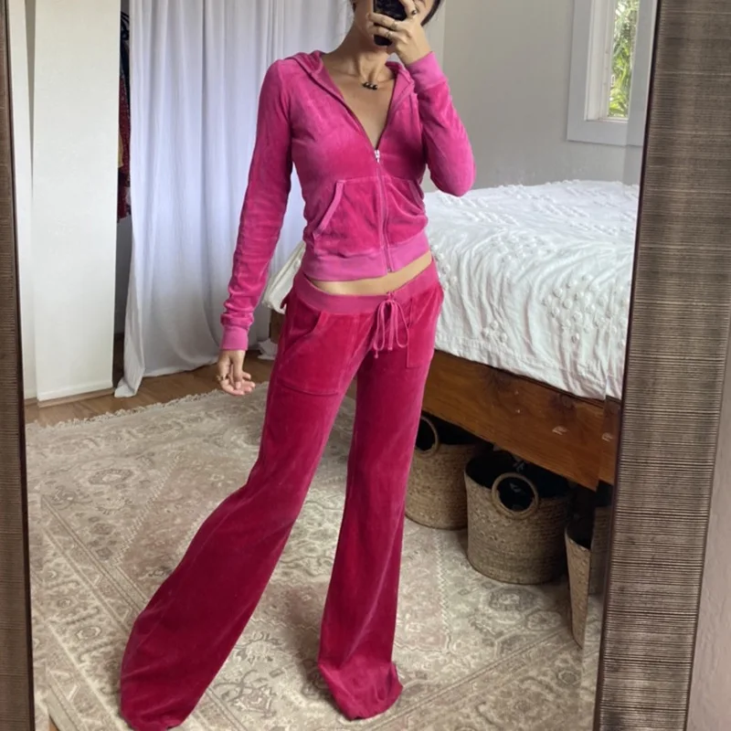 juicy couture red velour moletom com capuz