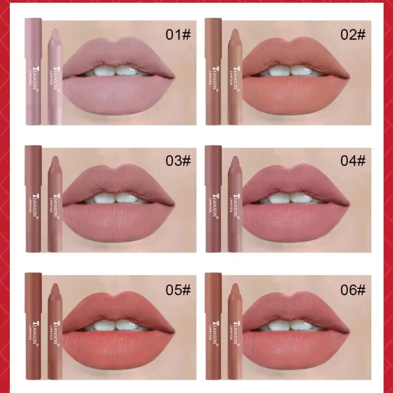 ELECOOL 12 Colors Matte Lipstick Pencil Waterproof Long Lasting Sexy Red Lip Sticks Non stick Cup Lip Tint Cosmetics Makeup Tool