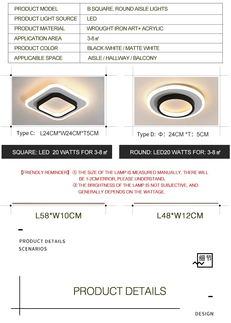 4 spotlight ceiling light LED Ceiling Lamp For Home Aisle Round Square in the Kitchen Balcony Porch Hallway Corridor Modern Lustre Indoor Lighting Fixture spot lighting