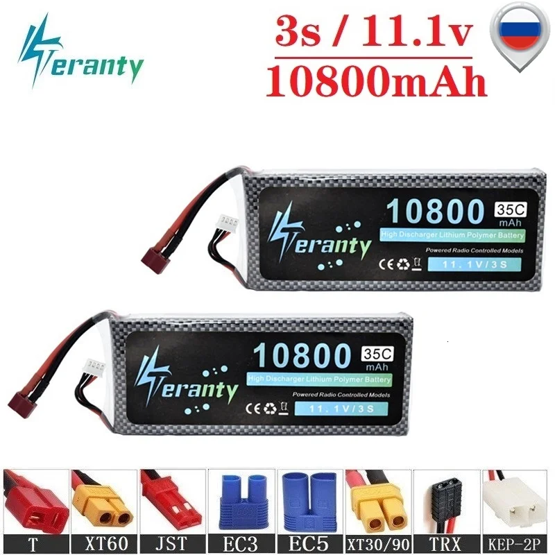 3s 10800mAh 11.1v Lipo Battery For RC Drone Helicopter Car Boat Quadcopter Parts T/XT60 Plug 35C Lithium Polymer battery | Игрушки и