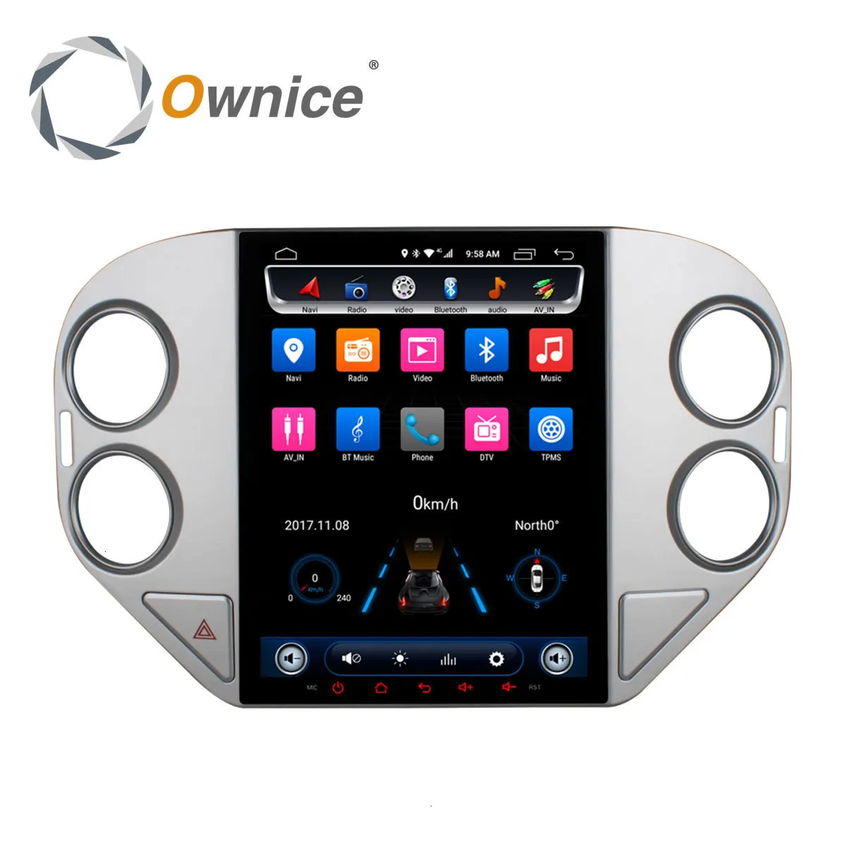 Best Ownice Vertical Octa Core 2G RAM Android 6.0 Car DVD GPS Navi Player Radio Stereo for VW Tiguan 2010 2011- 32G ROM 2.5D IPS 0