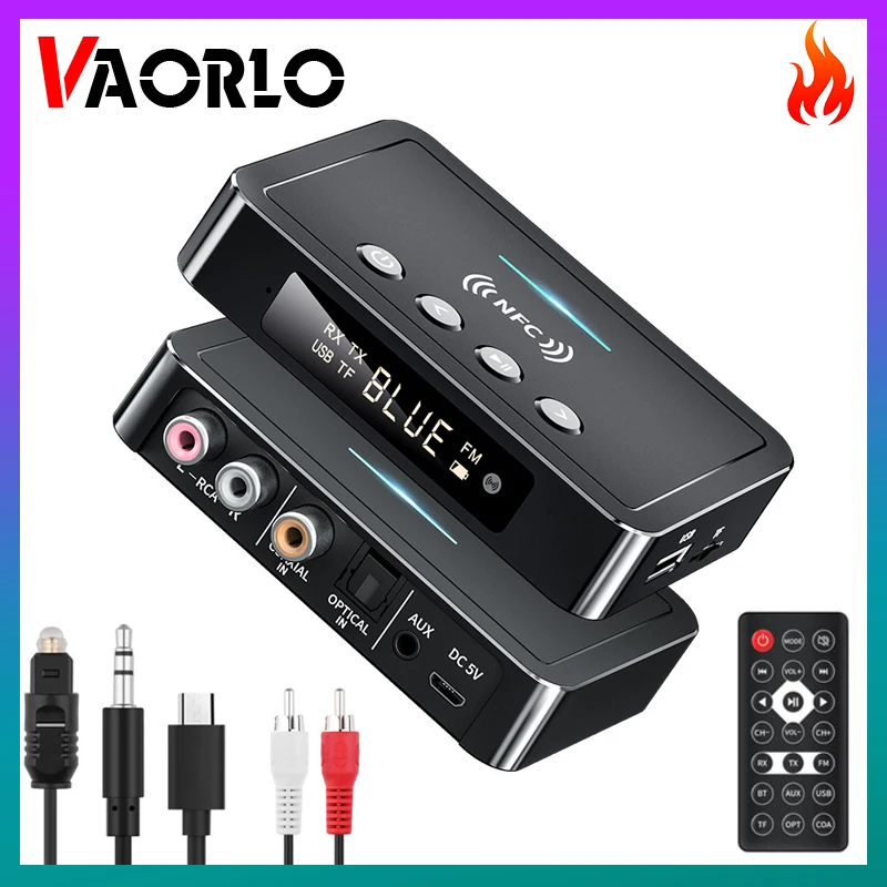 Transmissor Receptor m6 Bluetooth 5.0 Adaptador sem Fio Aux 35 mm Coaxial Óptico tf u Disco Usb fm Display Digital Led Microfone hd