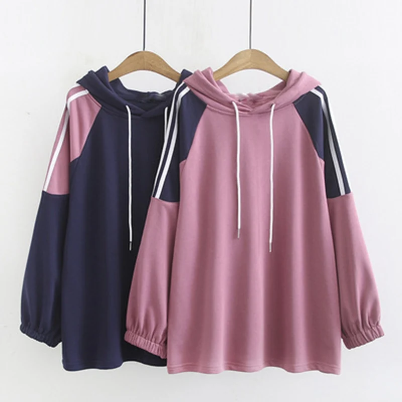  Autumn and winter large size women's hoodie 4XL 5XL 6XL 7XL 8XL color matching fashion casual sweat