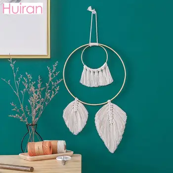 

HUIRAN 1PC Moon Hand-woven Cotton Dream Catcher Tapestry Star Eid Mubarak Wall Hanging Islamic Muslim Ramadan Home Decoration