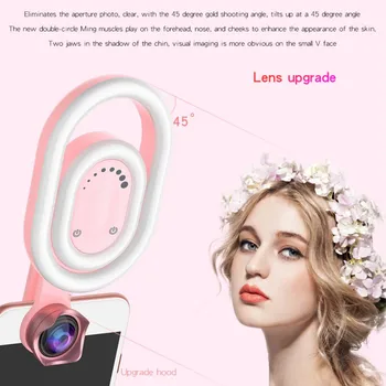 

Phone Rechargable Selfie Fill Light Wide Angle Macro Lens Adjustable 9 Kind White Warm LED Light Phone Accessories