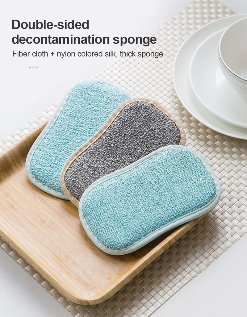 Dish Towel Home Degreasing Brush Cleaning Cloth Bamboo Fiber Double-sided Antibacterial Sponge Supplie | Дом и сад