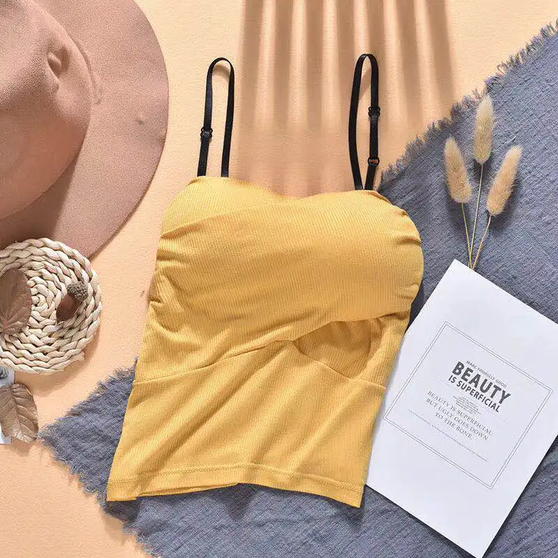 Цвет: желтый Beauty Back Сексуальная Облегающая майка летние мягкие топики женские модные топы на бретелях - Цвет: Цвет: желтый