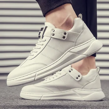

New 2020 Men Casual Shoes Men Leather Flat Shoes Lace-up Low Top Sneakers Breathable Male Shoes Fashion Sneskers Tenis Masculino