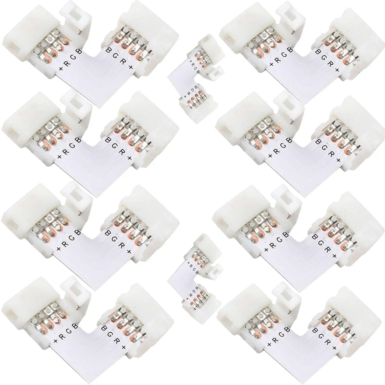 L Shape 4 Pins Connector 10-pack JACKYLED 10mm Right Angle Corner Solderless 12V 72W Clip for 3528/5050 SMD RGB | Лампы и освещение