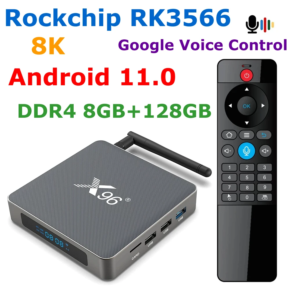 ТВ-приставка X96 X6 Android 11 Rockchip RK3566 8 Гб ОЗУ 128 ГБ кодек видео 8K 2 t2r MIMO Двойной Wi-Fi 1000M LAN