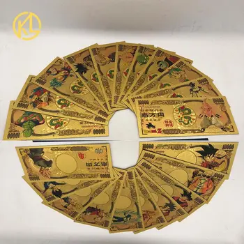 

22pcs/set Japan Anime Dragon Ball Z Frieza Goku Bejita Buu 10000 Yen Gold Banknotes set for Fans classic Collection