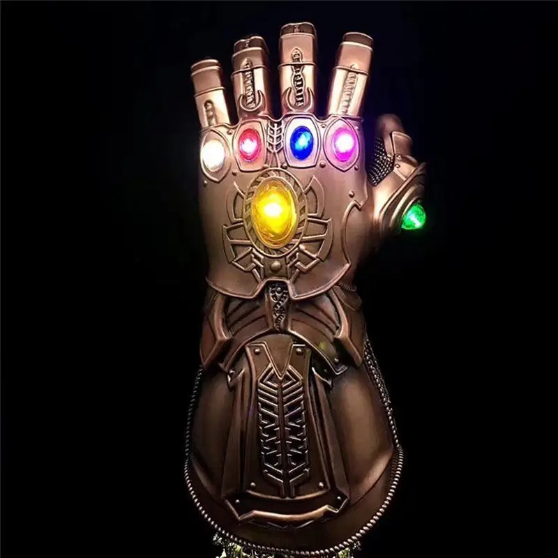 

Avengers Infinity War Thanos Infinity Gauntlet With LED Light PVC Gloves for Halloween Movie Cosplay Glowing Gift Props