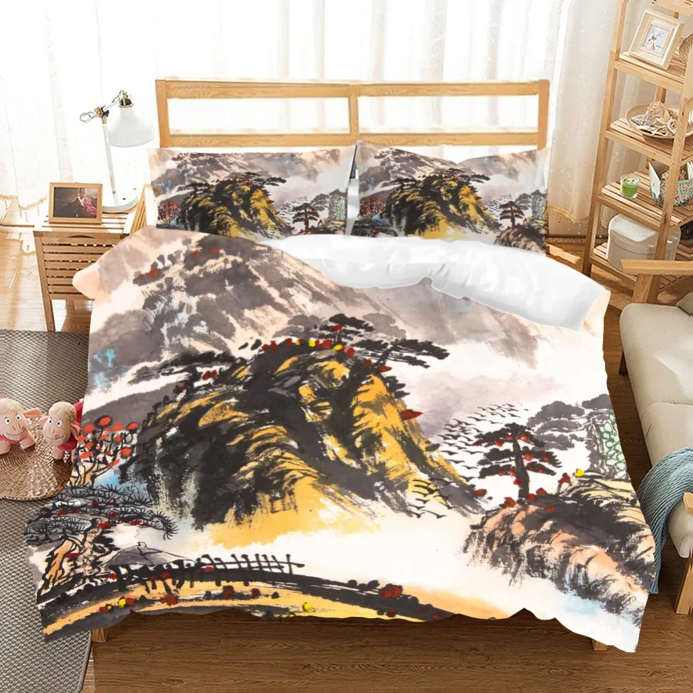 Mountain Tree Pattern 3d Duvet Cover Set Bamboo Twin Full Queen