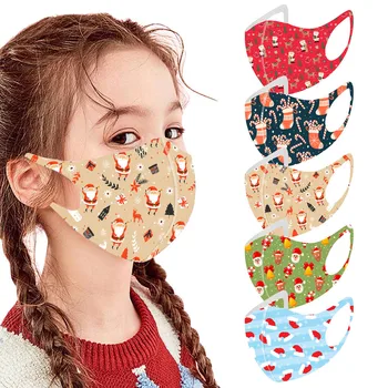 

5/10/30pcs Masque Children Kids Mask Girls Cartoon Christmas Washable Cartoon Lovely Face Mask Reusable Cycling Mask Mascarar