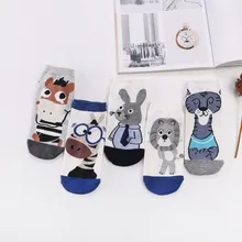 5 пар осенне-зимних женских носков, хлопковые забавные носки с изображением Льва, животных, города, мультяшных жирафов, кроликов, рождественские Повседневные носки