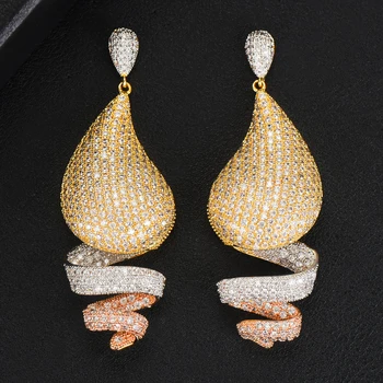 

Jimbora Luxury DUBAI Charm Shiny Unique Trendy Dangle Earrings AAA Cubic Zircon Drop Earring For Women Wedding Party Jewelry